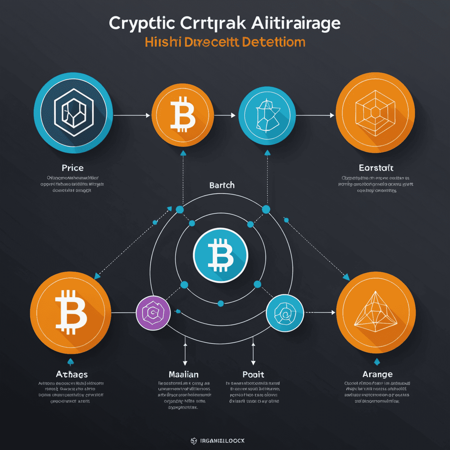 Diagram showing the process of crypto arbitrage: price comparison across exchanges, opportunity detection, and profit realization