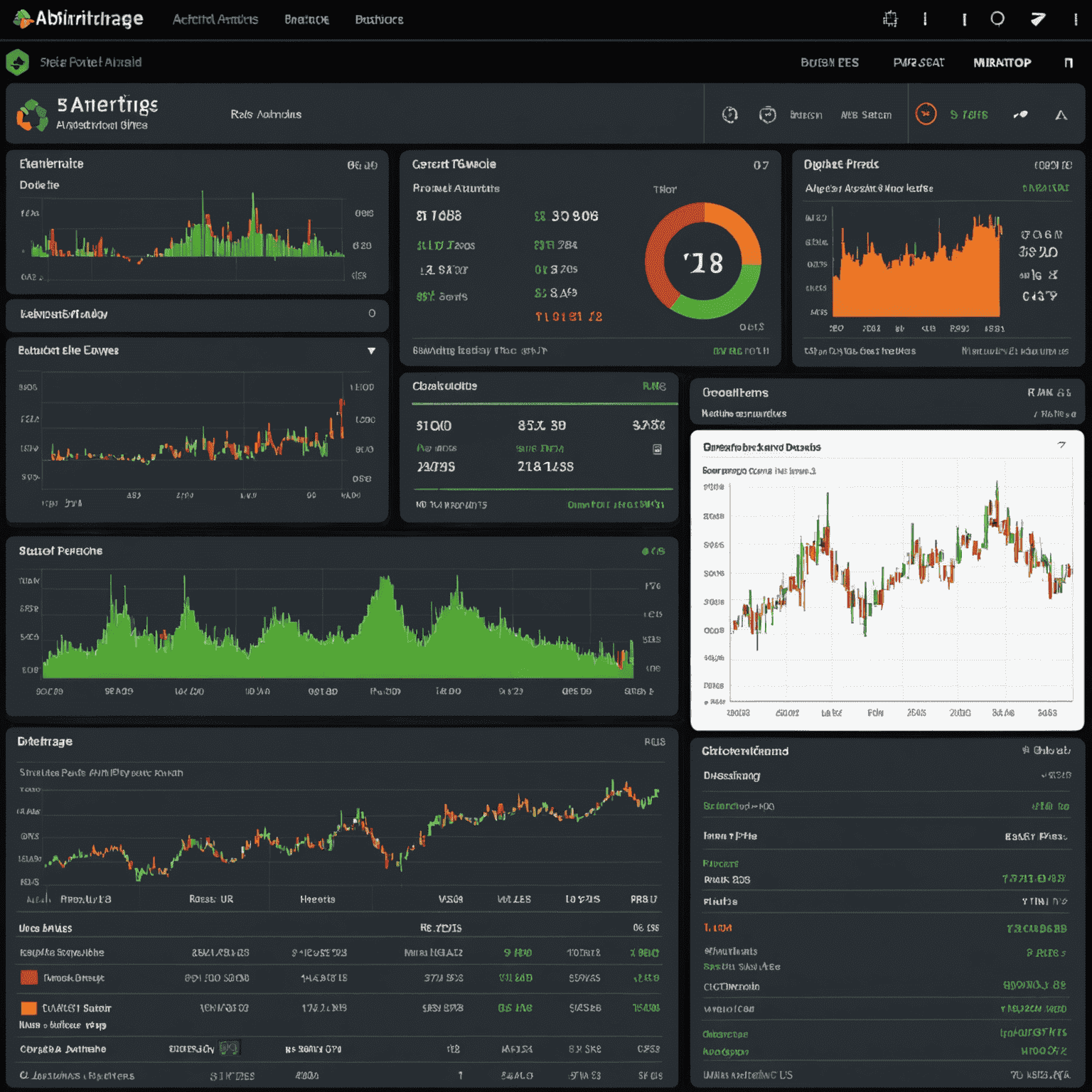 Screenshot of the arbitrage analysis dashboard showing real-time price differences, potential profit calculations, and risk indicators